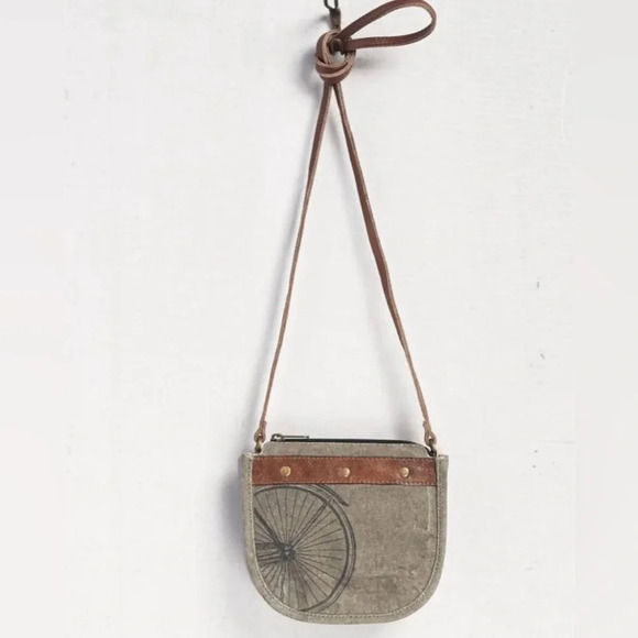 MONA B BROWN PEDDALTON SADDLE CANVAS Crossbody Purse - Picture 2 of 11